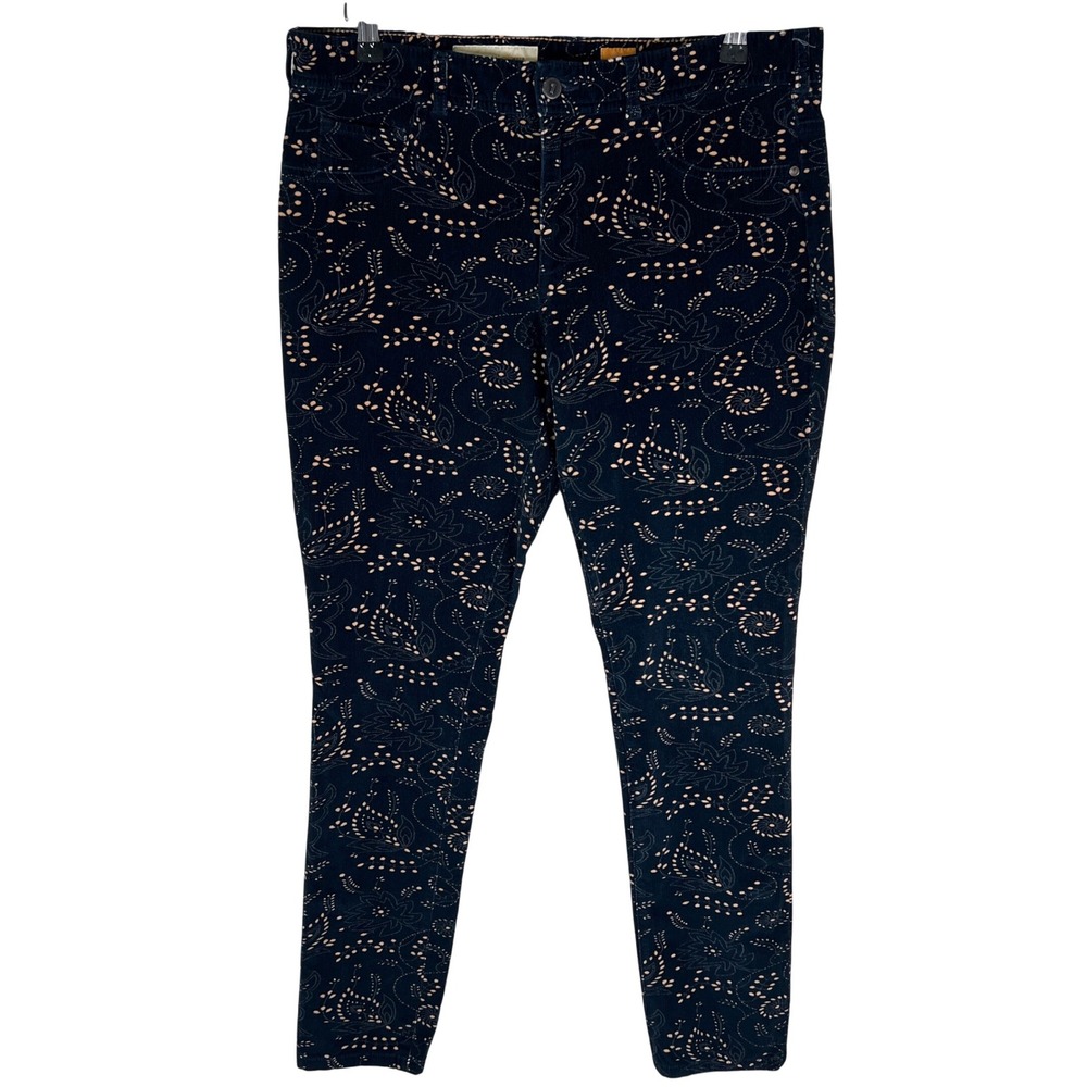 Pilcro and the Letterpress Womens Navy Floral Corduroy Pants Size 32 Serif